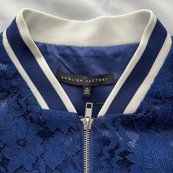 English Factory Bomber Varsity Lace Shell Jacket Womens Sz M NWT* - Picture 6 of 14